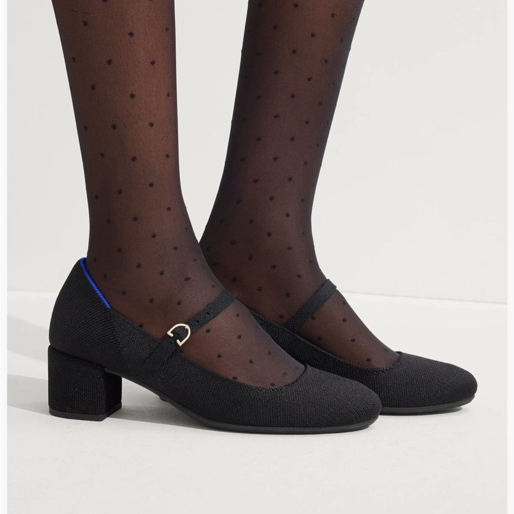 Rothy’s The Mary Jane Heel In black womens shoes chunky heels 7.5 block - Picture 2 of 9